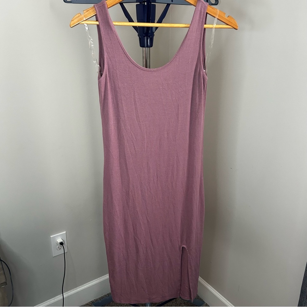 Fashion Nova Heart Hips Mauve Ribbed Bodycon Dress Side Slit